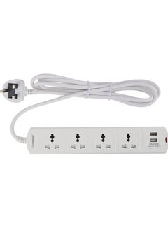 اشتري Olsenmark 4 Way Universal Power Extension Socket With 2 USB 2.1A, 3M Cable 13A في الامارات