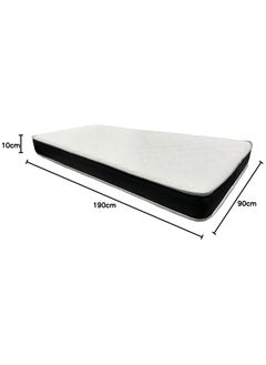 Buy COMFY PREMIUM QUALITY WHITE MEDICATED SATIN FLAT MATTRESS WITH BLACK BORDER 190 X 90 X 10CM in UAE