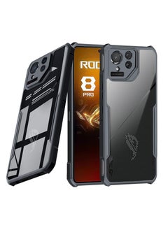 اشتري غطاء لهاتف ASUS ROG Phone 8 Pro 5G مع حامي شاشة، رقيق جداً مع حواف من البولي يوريثين الناعم، وظهر شفاف من الاكريليك، حماية مضادة للصدمات بمعايير عسكرية، باللون الأسود. في الامارات