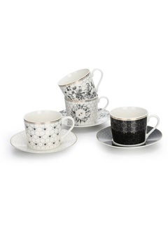 Buy Cucina 8-Piece Tea Cup and Saucer 220ml - White in UAE