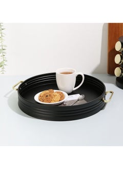 Buy Zyra Serving Tray Black Gold 40.5 X 36.2 X 5.5 CM in UAE