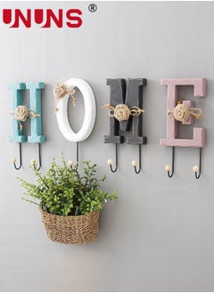 Buy Key Hooks For Wall,7 hooks Key Holder For Wall Decor,HOME Shaped Wood Entryway Hooks For Hanging Clothes in Saudi Arabia