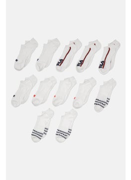 اشتري Men 12 Pairs Brand Logo Socks, White في الامارات