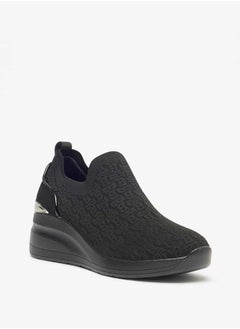 Buy Women All-Over Monogram Textured Slip-On Low Ankle Sneakers in Saudi Arabia