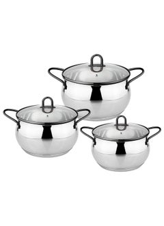 Buy Kitchen Stainless Steel Cookware Set Non-Stick Soup Pot Set With Lid in Saudi Arabia