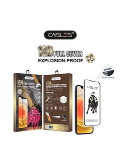 Buy Screen Protector 18D Nano Anti Fingerprint Full Coverage Full Glue For Apple Iphone 14 Pro Clear and Black in UAE