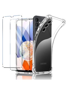 Buy Samsung Galaxy A14 4G/5G Case with Dual Tempered Glass Screen Protector Soft TPU Silicone Case Bumper with Reinforced Corners Clear Cover in UAE