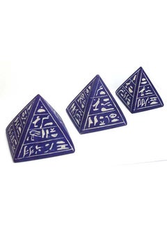 Buy immatgar Egyptian pharaonic Decorative  3 Pyramids Statue ancient Egyptian souvenirs gifts handmade Home decor collectibles Sculptures  (Blue - 7.5 CM Tall) in Egypt