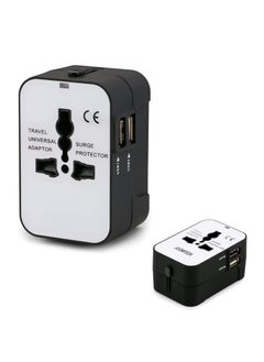 اشتري Tycom Travel Adapter,Worldwide All in One Universal Power Plug Adapter with Dual USB Ports for USA EU UK AUS Cell Phone Laptop (HHT202 Black&White) في الامارات