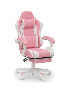 Buy bunca adjustable gaming chair with footrest, pink and white in Saudi Arabia