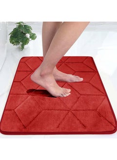 اشتري Status Memory Foam Bath Mat Rug, Ultra Soft And Non-Slip Bathroom Rugs, Water Absorbent And Machine Washable Bath Rug For Bathroom, Shower, And Tub, 16" X 24" (Red) في الامارات