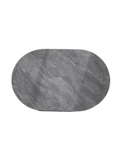 Buy Oval bath floor mat rubber non slip base super absorbent and quick dry 58 38 cm grey in Egypt