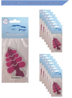 Buy Car Hanging Paper Card Air Freshener - Scent : Strawberry (Pack Of 15 Pcs) For Car in UAE