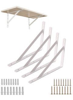 Buy 4-Piece Shelf Bracket White - 15x10cm with 44-Piece Drywall screws & Plastic Anchor Kit in Saudi Arabia