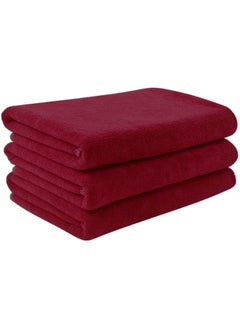 Buy Microfiber Gym Towel, Hand Towel, Face Towel, Microfiber Car Cleaning Towel Soft And Durable 50x90 Cm, 3-Piece - Wine Red in UAE