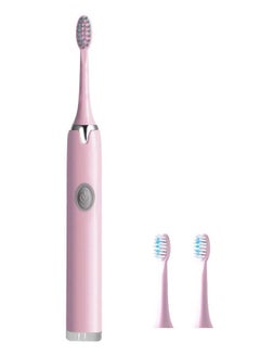 Buy Electric Toothbrush Sonic Rechargeable Portable Travel Toothbrush Battery Operated with 2x Replacement Brush Heads Pink in UAE