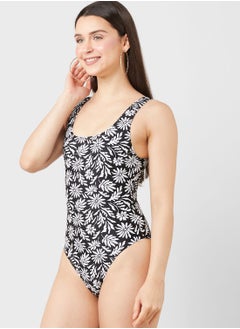 Buy Floral Print High Leg Swimsuit in Saudi Arabia