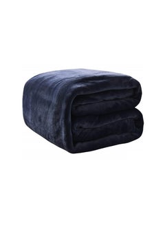 اشتري بطانية سرير حريرية سادة من الألياف الدقيقة مقاس مزدوج باللون الأزرق الداكن في الامارات