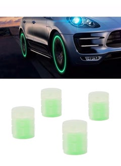 Buy Car Tire Valve Cap, 4PCS Green Fluorescence, Bike Motorcycle Noctilucous Illuminated Valve Cap, Universal Wheel Valve Caps for Car Truck Motorcycles Bike Tires, Need Sunlight to Absorb Energy in Saudi Arabia