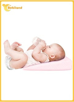 Buy Soft Square Crib Wedge Pillow with Washable Cover, Feeding Pillows for Reflux Baby Sleep 30 * 33 * 7cm, Gerd (Pink) in Saudi Arabia