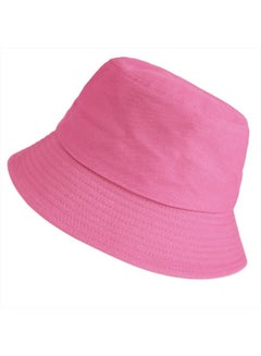 اشتري Solid Color Bucket Hat for Women Summer Beach Fishmen Hat for Lady Adult Unisex Cotton Cap (Hot Pink) في الامارات