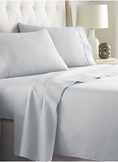 Buy Single Cotton Sheet Set 3Pcs 200Tc 137X191+35Cm - Grey in Saudi Arabia