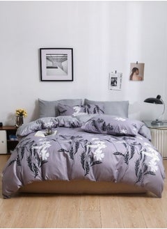 Buy King Size 6 Pieces Set Reversible Modern Bedding Set Gray Color in UAE