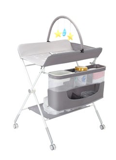 Buy Baby Changing Table, Folding Diaper Changing Station with Lockable Wheels, Portable Changing Table 5-level Adjustable Heights, with Storage Basket  Hanging Racks for Newborn Infant in Saudi Arabia