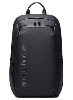 Buy School Laptop Backpack, Casual Waterproof Travel Bag with Luggage Strap for Men, Black in UAE