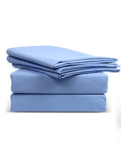 Buy SolidColored 6 Pieces Double Size Bedsheet Set 128 Thread Count Premium QualityCotton BlendedSoft and Comfortable Blue Color 2 Double Bed Flat Sheet 229 x 254 cm and 4 Pillow case 51 x 76 cm in UAE