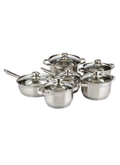 اشتري Wilson Stainless Steel 12-Piece Cookware Set - Casserole, Saucepan, Fry Pan Heavy Duty With Stainless Steel Handle Gas, Stove-tops Compatible في الامارات