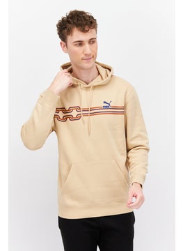 اشتري Men Sportswear Fit Hooded Long Sleeve Outdoor Sweatshirt, Tan في الامارات