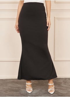 Buy Solid Fit and Flare Mermaid Maxi Skirt in Saudi Arabia