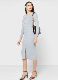 Buy V-Neck Knitted Dress in UAE