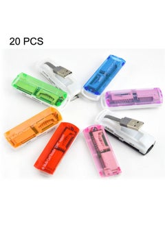 Buy 20 PCS USB 2.0 Multi Card Reader, Support SD / MMC, MS, TF, M2 Card, Random Color Delivery in Saudi Arabia