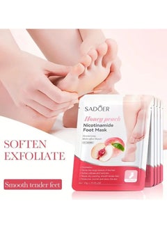 اشتري Pack Of 5 Honey Peach Nicotinamide Foot Mask Moisturizing Brighten Multi-effect Repair Dry Cracks and Makes Smooth Tender Feet في الامارات