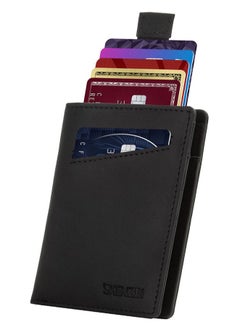 Buy RFID  Leather Minimalist Bifold Wallet For Men Black in UAE