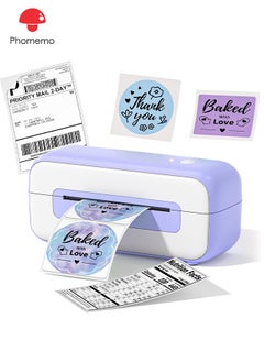 Buy 246S USB Label Printer with 115mm Print Width, Thermal Shipping Label Printer 4x6", Desktop Label Printer for Small Busines, Home, Office (Purple) in Saudi Arabia