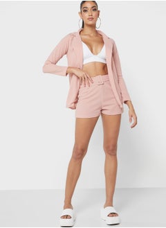 Buy Tailored Blazer & Belt Detail Shorts Set in UAE