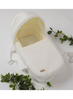Buy Portable baby bed with thick padded seat with high-quality materials, white color in Saudi Arabia