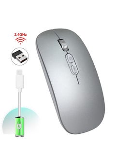 Buy Wireless Mouse Wireless Mini Rechargeable Mouse 2.4GHz Silent Optical Wireless Mouse Quiet Click with USB Receiver and Type-c Adapter 3 Adjustable DPI(800/1200/1600) Mouse for Laptop PC Mac iPad in UAE
