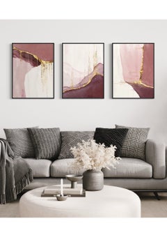 Buy Pink Gold Abstract Canvas Framed Wall Art in UAE