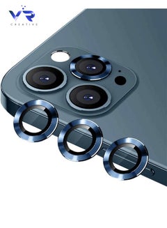 Buy Camera Lens Protector Designed for iPhone 12 Pro Max, Tempered Glass Film, Aluminum Alloy Lens Protective Cover, Blue in UAE