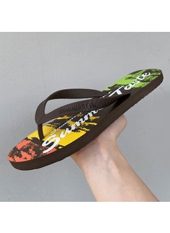 اشتري Mens New Graffiti Flip-Flops Summer Fashion Beach SlippersBrown Brown في السعودية