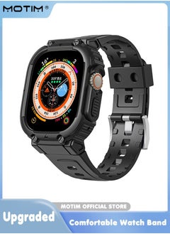 اشتري Compatible with Apple Watch Band 44mm/45mm with Case, Replacement Shockproof Rugged Band Strap for iWatch SE2 SE Series 8/7/6/5/4 with Bumper Case Cover Men Women في الامارات