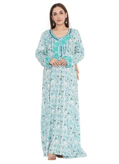 Buy HIGH QUALITY VISCOSE JALBIYA WITH MULTICOLOR THICK THREAD EMBROIDERY ARABIC KAFTAN JALABIYA DRESS in Saudi Arabia