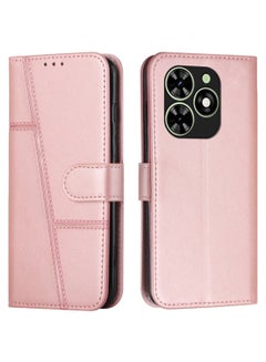 Buy Protective Wallet Case with Kickstand for Infinix Smart 8 - Pink in Saudi Arabia
