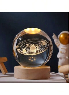 اشتري 3D Starry Crystal Ball Night Light with Premium Crystal and Wooden Base - Warm Yellow Glow, USB Powered Moon and Solar System Models | Snowman & Santa Designs for a Cozy Bedroom Atmosphere | Ideal for Home Decor, Office, Living Room | Perfect Gift for Astronomy Enthusiasts في مصر