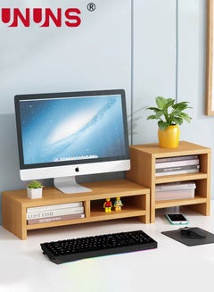 اشتري Monitor Stand Riser,2 Tier Computer Monitor Stand With 3 Tier Storage Shelf Desktop Organizer,For Office And Home Use في الامارات