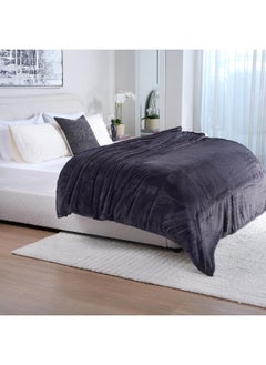 اشتري Adelese Plush Blanket 220X240Cm - Grey في الامارات